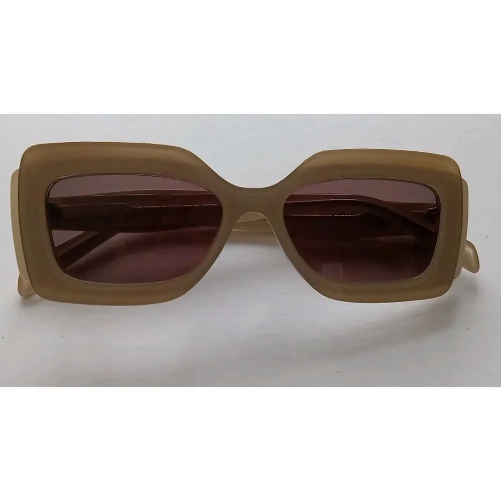 Zara Women Layered Frame Two Tone Beige Tan Arsty Fashion Sun Glasses‎ NWOT